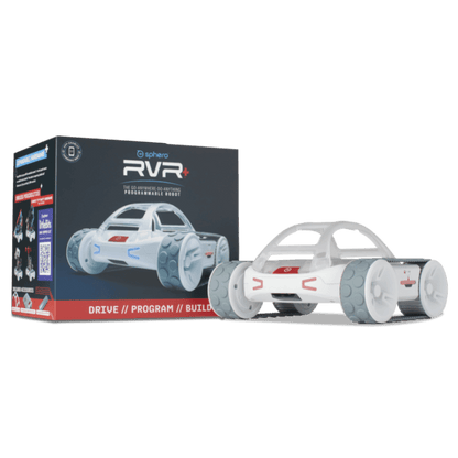 Sphero RVR+ programmable robot with a colorful packaging, ideal for education and coding skills development.