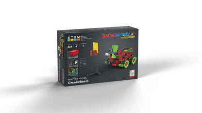 STEM coding add-on set for Omniwheels, compatible with Robotics TXT 4.0 Base Set, includes 330 pieces.