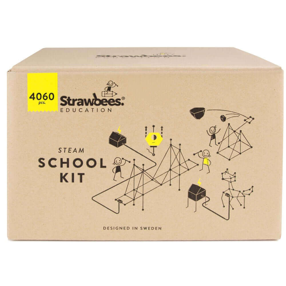 Strawbees STEAM School Classroom Building Set box featuring 4060 pieces for engaging project-based learning.