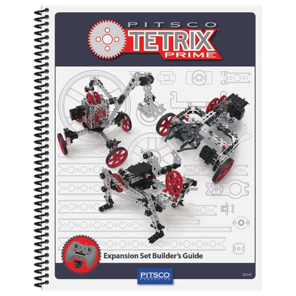 TETRIX PRIME Expansion Set Builder's Guide featuring advanced robot designs and components for R/C robotics.
