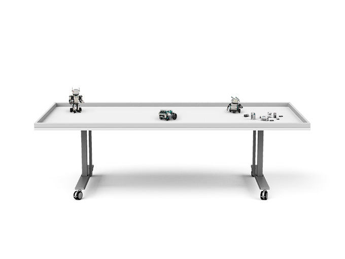 Zioxi LEGO® FLL Table with raised edge, designed for SPIKE and Mindstorms activities, featuring lockable castors.
